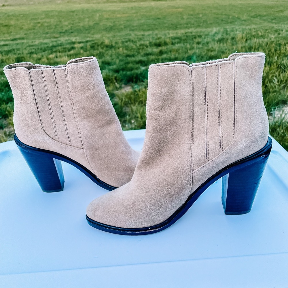 Joie Suede Booties - Size 37.5/Size 7 - Beige/Cream Color